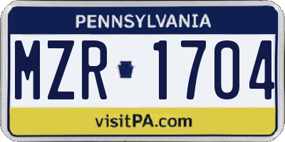 PA license plate MZR1704