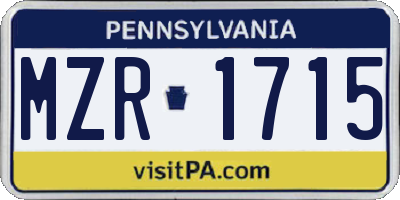 PA license plate MZR1715
