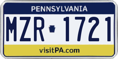 PA license plate MZR1721