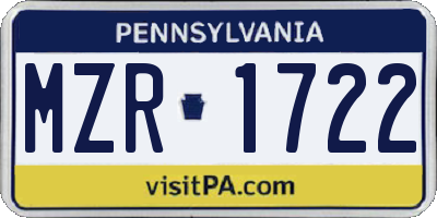 PA license plate MZR1722