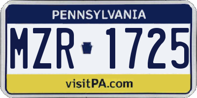 PA license plate MZR1725
