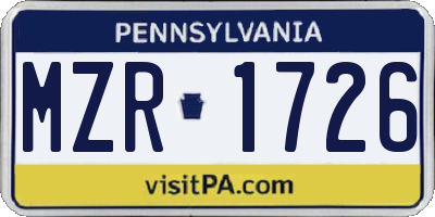 PA license plate MZR1726