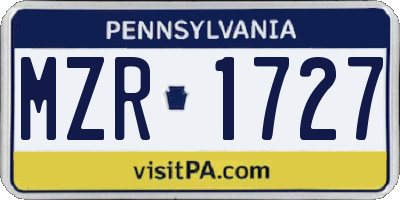 PA license plate MZR1727