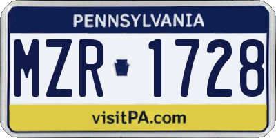 PA license plate MZR1728