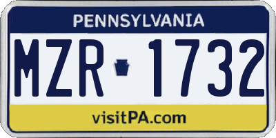 PA license plate MZR1732