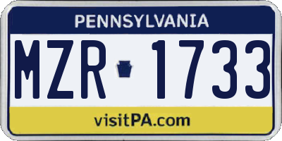 PA license plate MZR1733