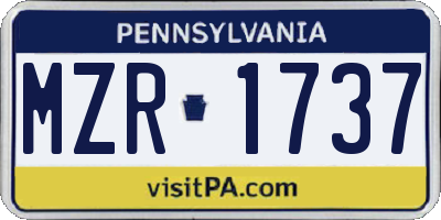 PA license plate MZR1737
