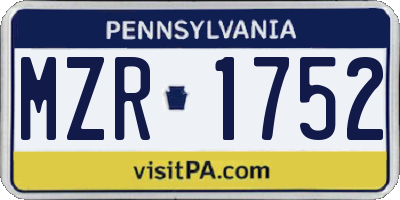 PA license plate MZR1752