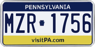 PA license plate MZR1756