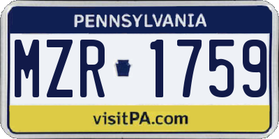 PA license plate MZR1759