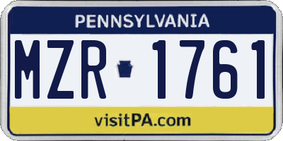 PA license plate MZR1761