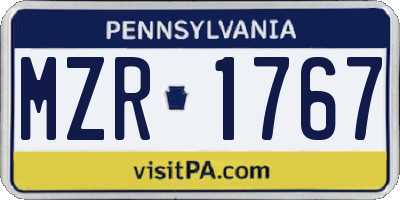 PA license plate MZR1767