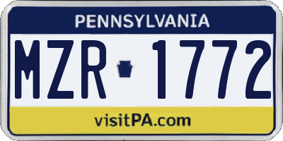 PA license plate MZR1772