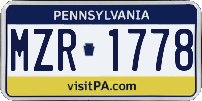 PA license plate MZR1778