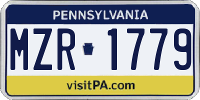 PA license plate MZR1779
