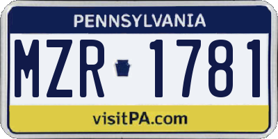 PA license plate MZR1781