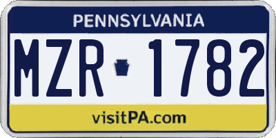 PA license plate MZR1782