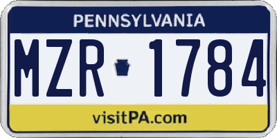 PA license plate MZR1784