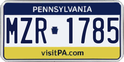 PA license plate MZR1785