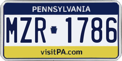 PA license plate MZR1786