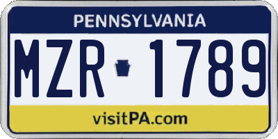 PA license plate MZR1789