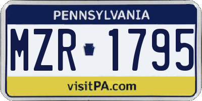 PA license plate MZR1795