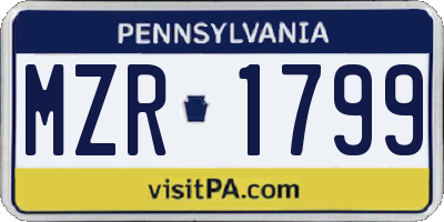 PA license plate MZR1799
