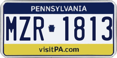 PA license plate MZR1813