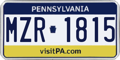 PA license plate MZR1815