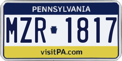 PA license plate MZR1817