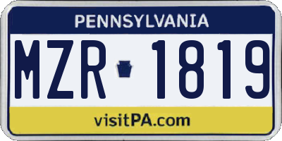 PA license plate MZR1819