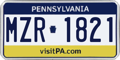 PA license plate MZR1821
