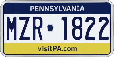 PA license plate MZR1822