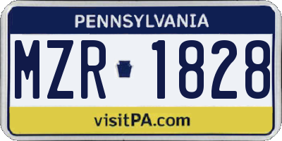 PA license plate MZR1828