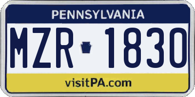 PA license plate MZR1830