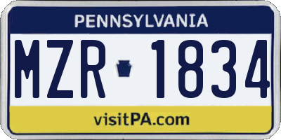 PA license plate MZR1834