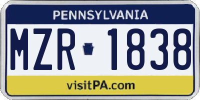 PA license plate MZR1838