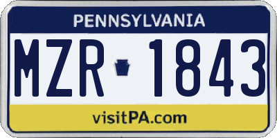 PA license plate MZR1843