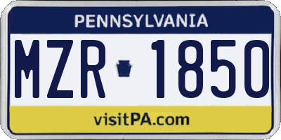 PA license plate MZR1850