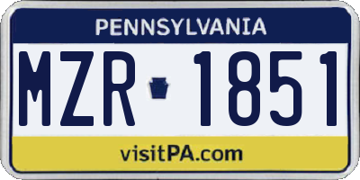PA license plate MZR1851