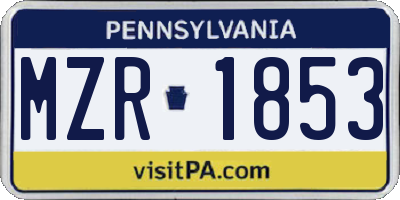 PA license plate MZR1853