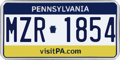 PA license plate MZR1854