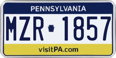 PA license plate MZR1857
