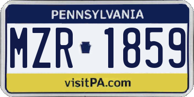 PA license plate MZR1859