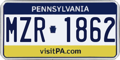PA license plate MZR1862
