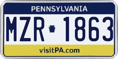 PA license plate MZR1863