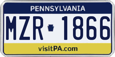 PA license plate MZR1866