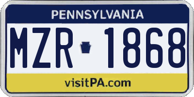 PA license plate MZR1868
