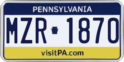 PA license plate MZR1870