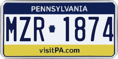 PA license plate MZR1874